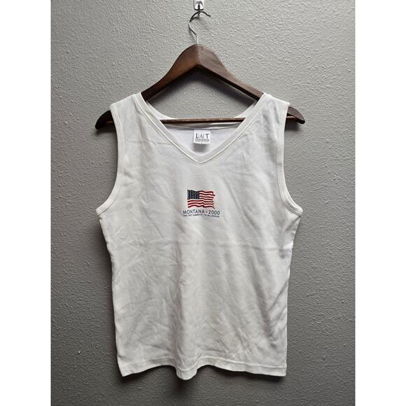 Y2K Large Sleeveless Montana First Summer Of The New Millennium White Tank Top - Picture 1 of 7